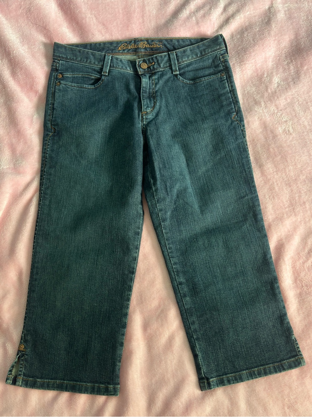 Eddie Bauer Dark Wash Vintage Denim Jean Straight Leg Flare Capris Size 8